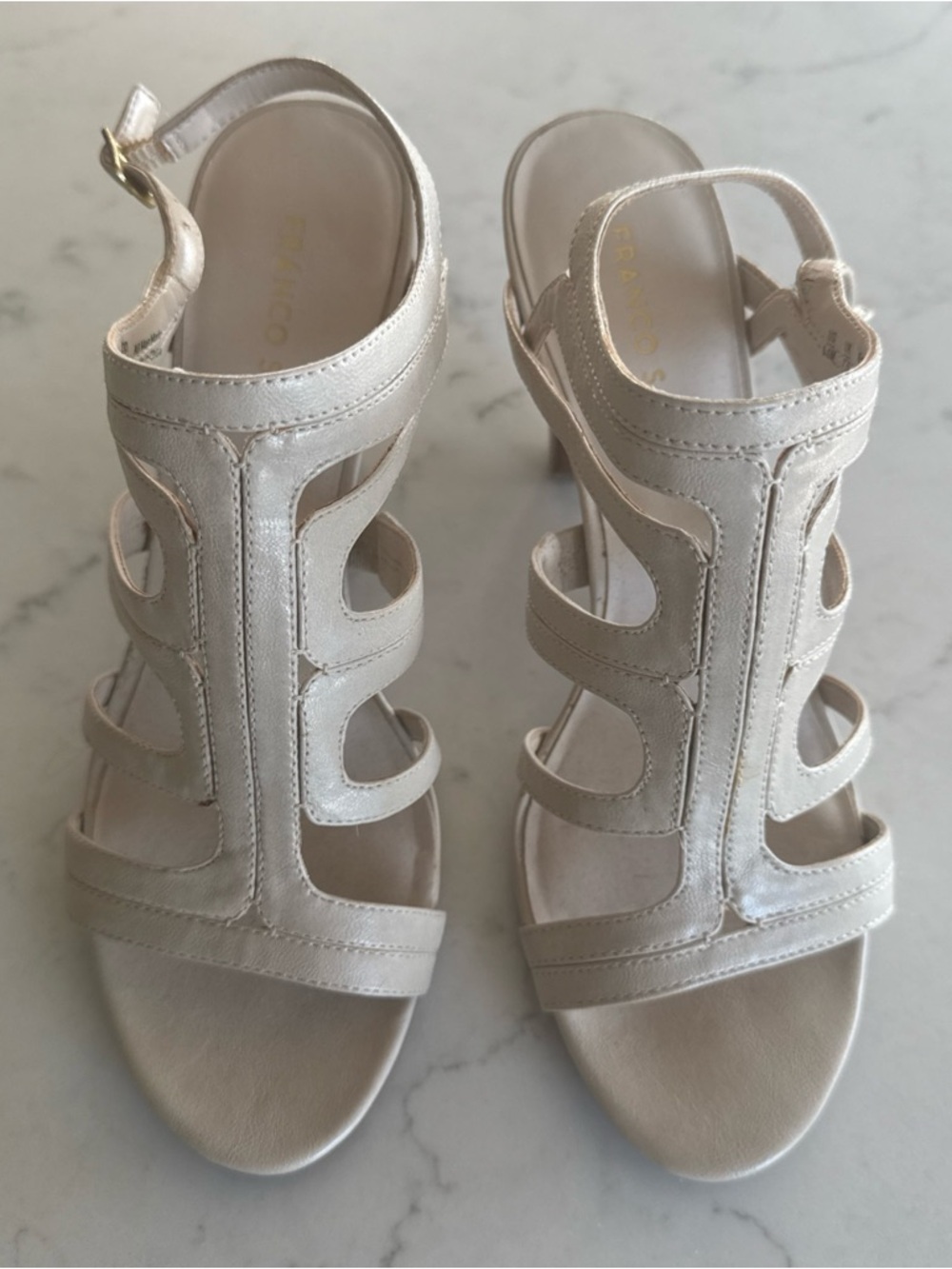 Franco Sarto Ivory Strappy High-Heel Sandals
